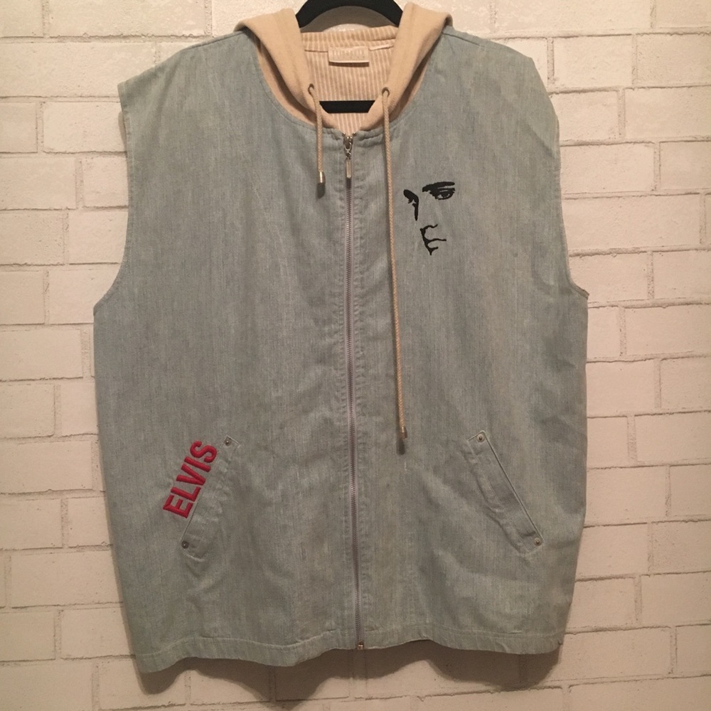 VTG Elvis jean vest size XL
